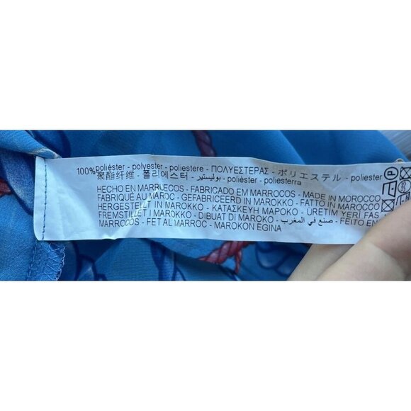 Zara Sheer Nautical Button Down Top M Blouse Oversized Preppy Beach Chain Rope - Picture 10 of 11